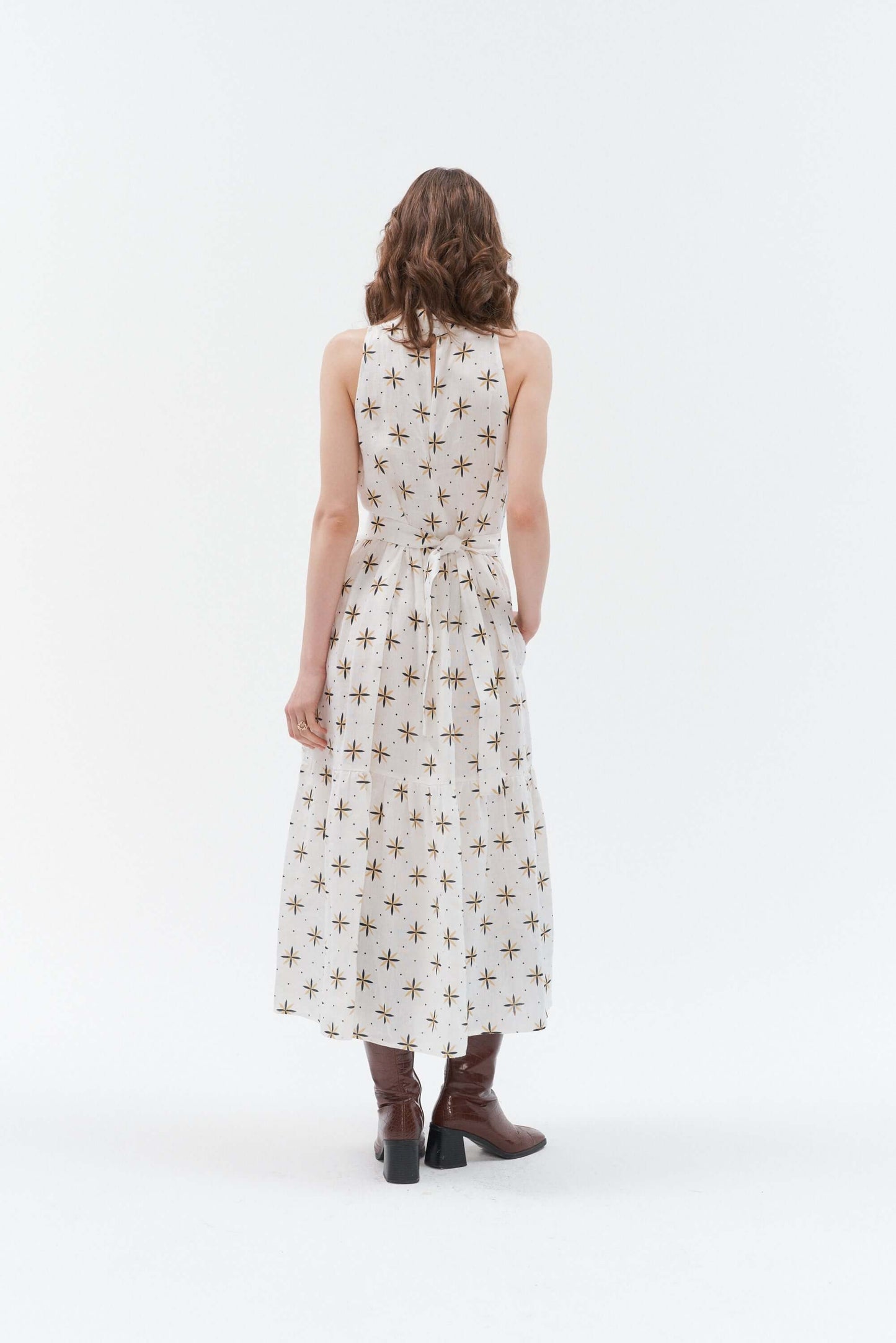 Exclusive boho-style long linen dress with flowing silhouette by Grand Duchess
