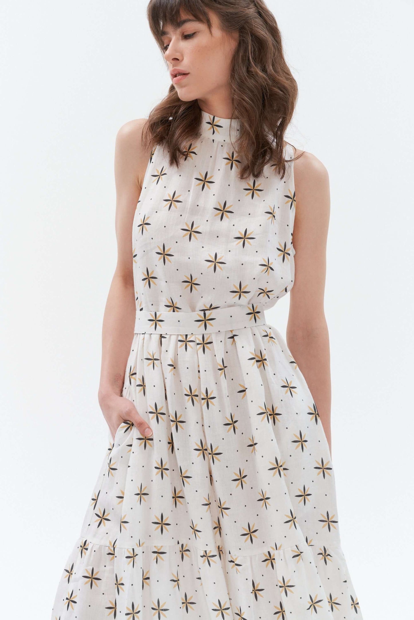 Grand Duchess long linen dress in boho style, breathable 100% natural linen for effortless elegance