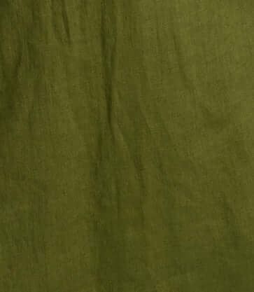 Close-up of a olive linen fabric, showcasing texture and breathability of women's linen waistcoat Vesta.