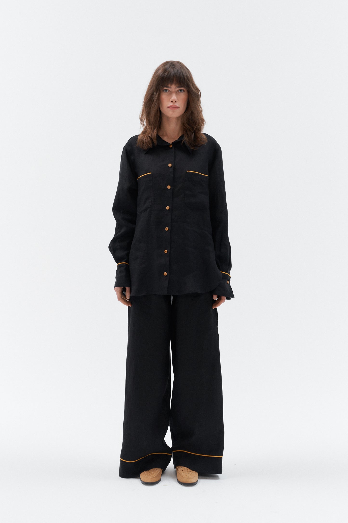 Oversized long sleeve linen shirt Brillante designed in Europe, Lithuania