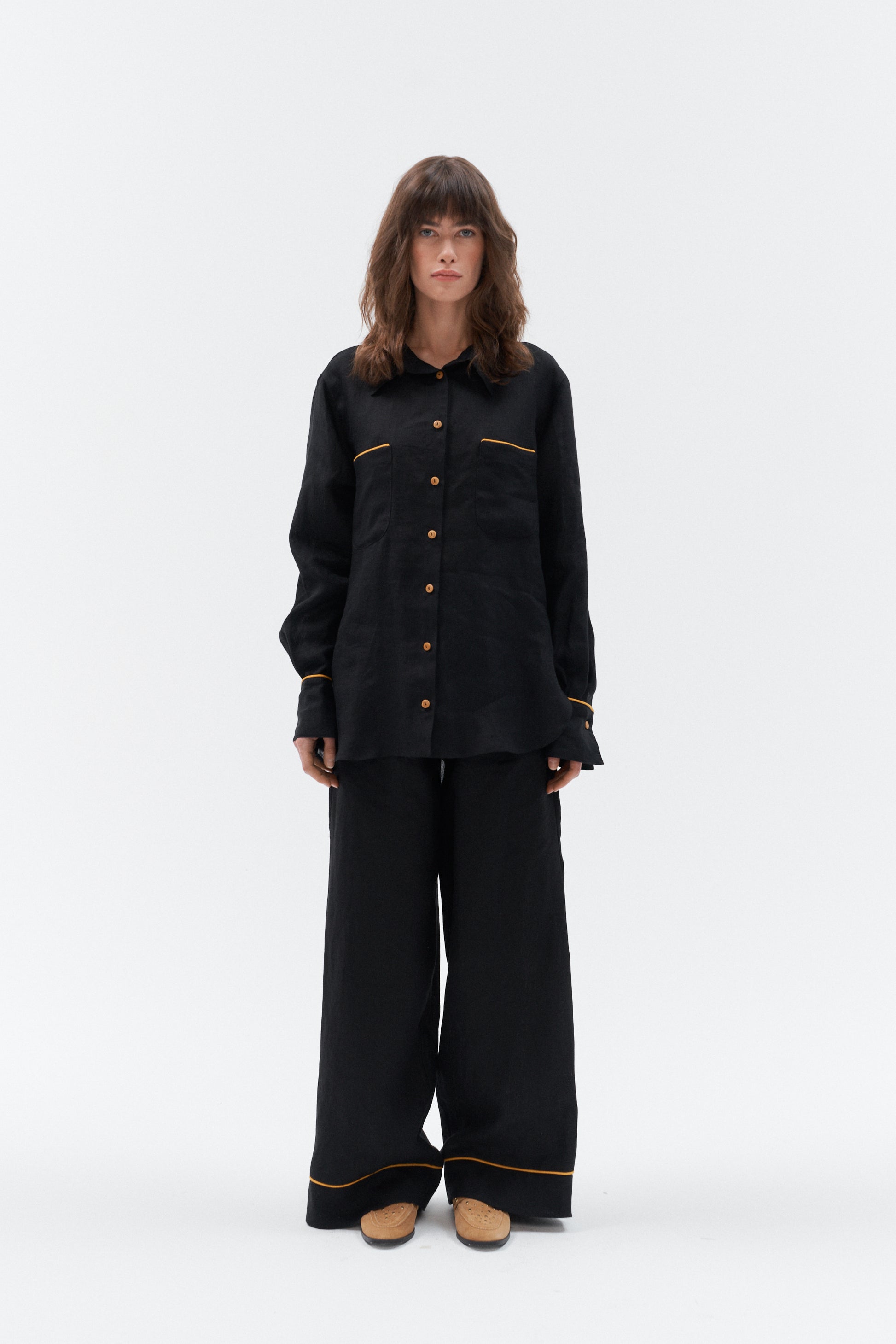 Oversized long sleeve linen shirt Brillante designed in Europe, Lithuania