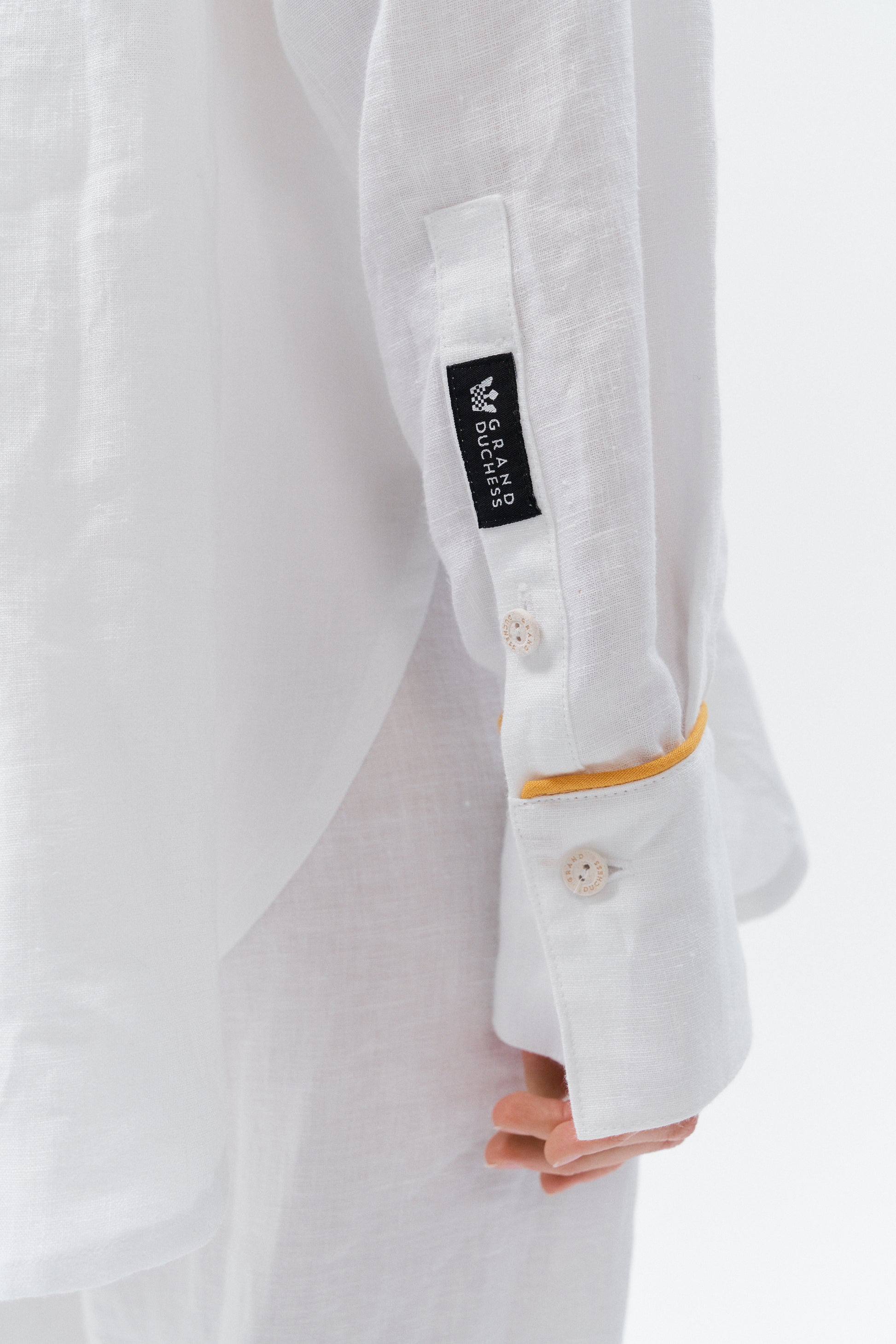 Long sleeve linen button down shirt for women – Brillante in white