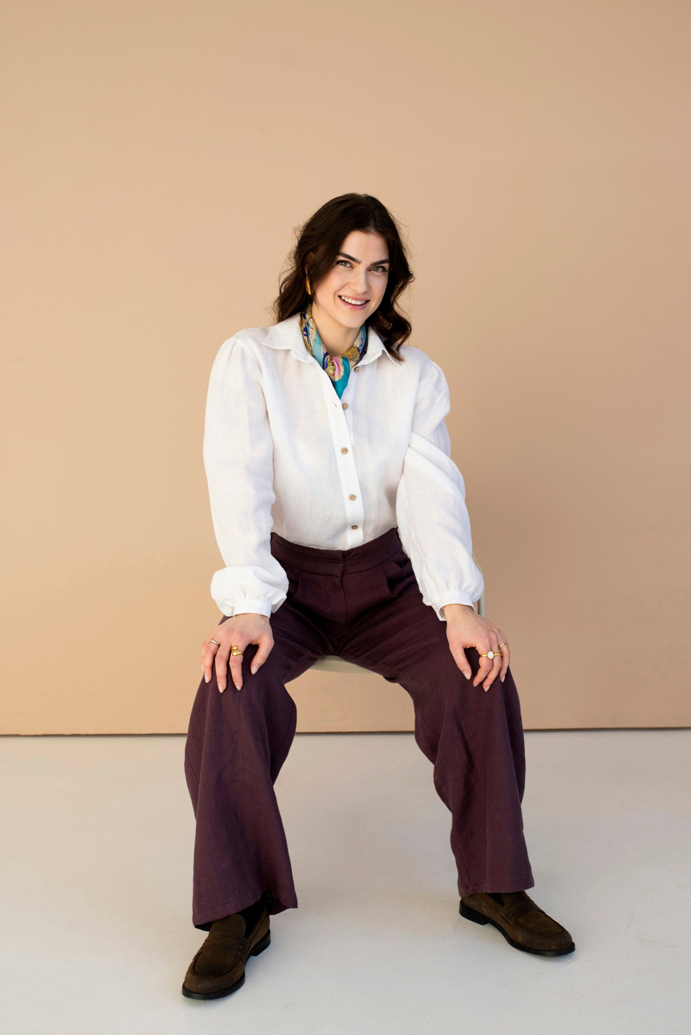 Astoria linen shirt with puffed sleeves for women, soft breathable linen shirt for office and casual outfits.