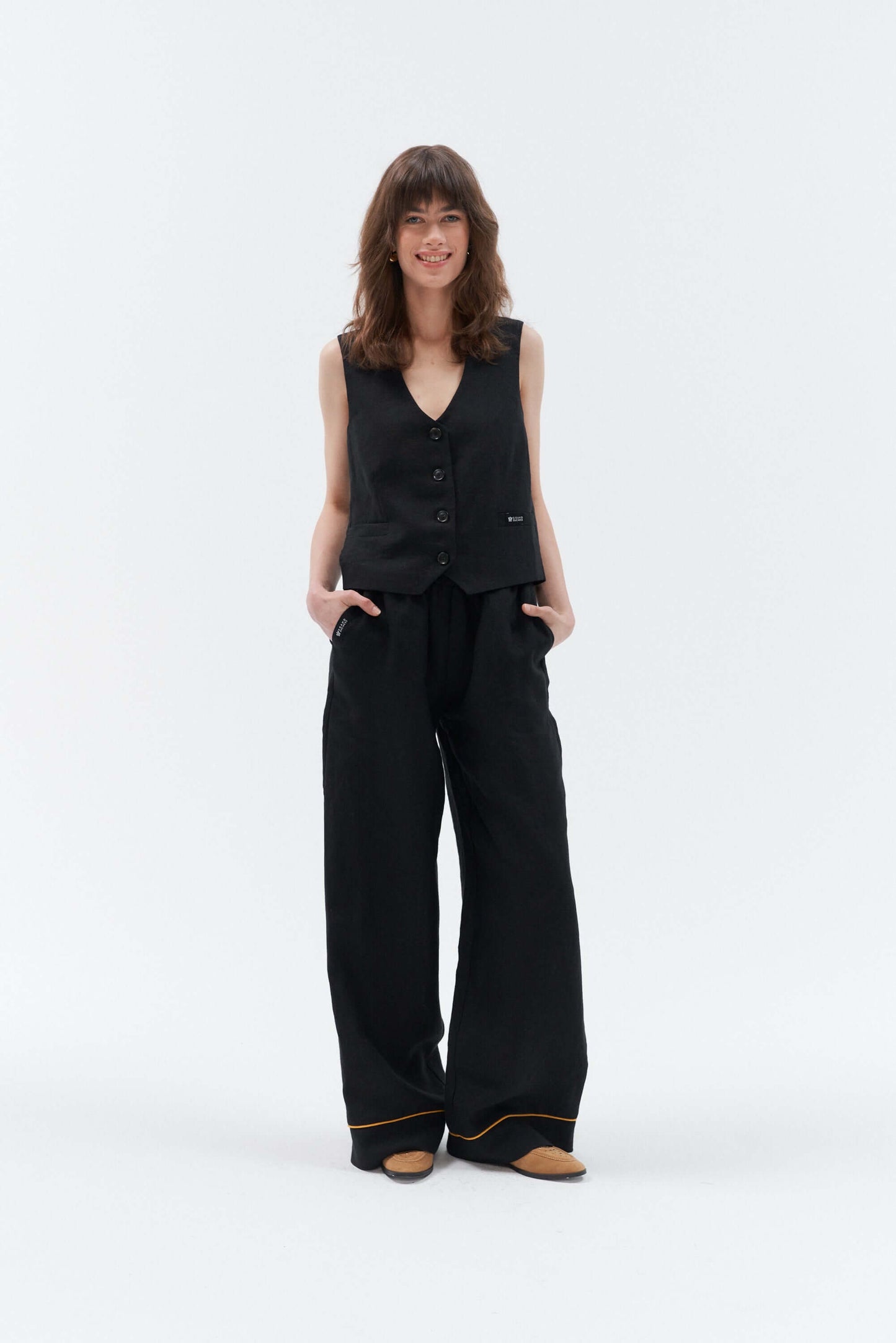 Black women's linen waistcoat.