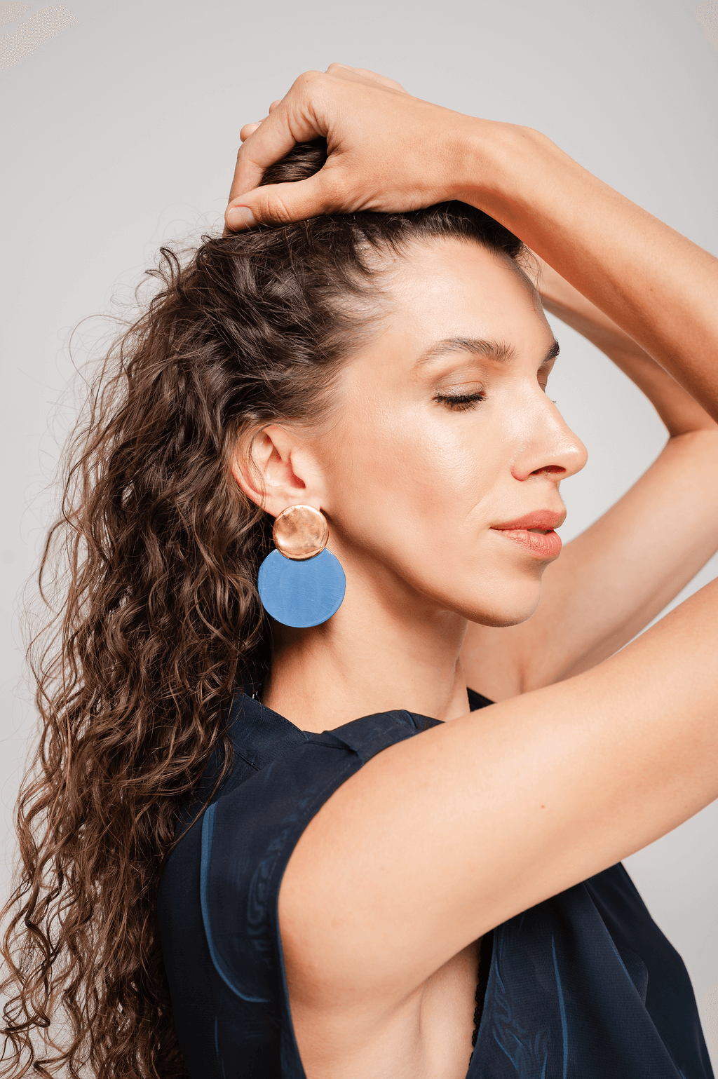 Grand Duchess Spark Flair round-shaped porcelain earrings with gold accents, lightweight and suitable for sensitive ears.