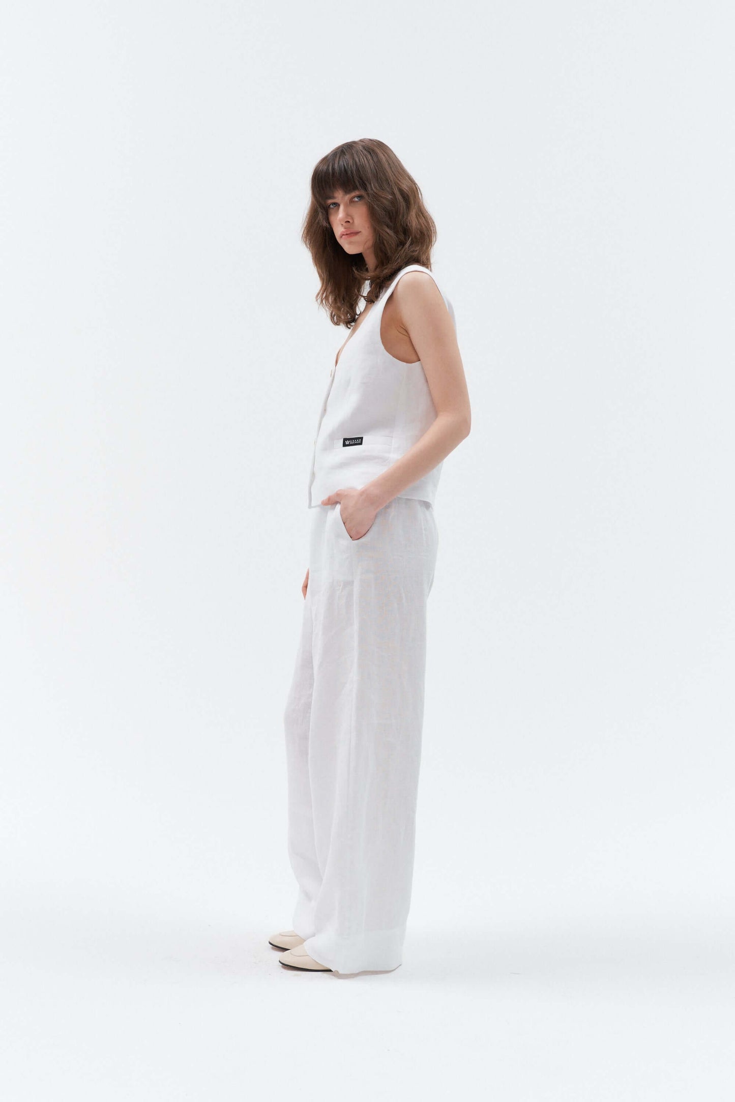 White women's linen waistcoat.