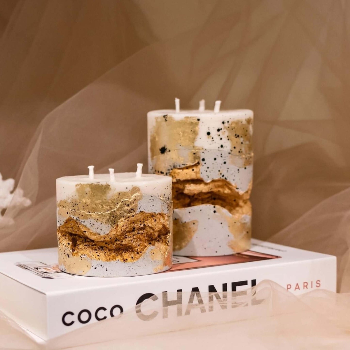 Elegant handmade candle from Golden Collection, multifunctional home accessory