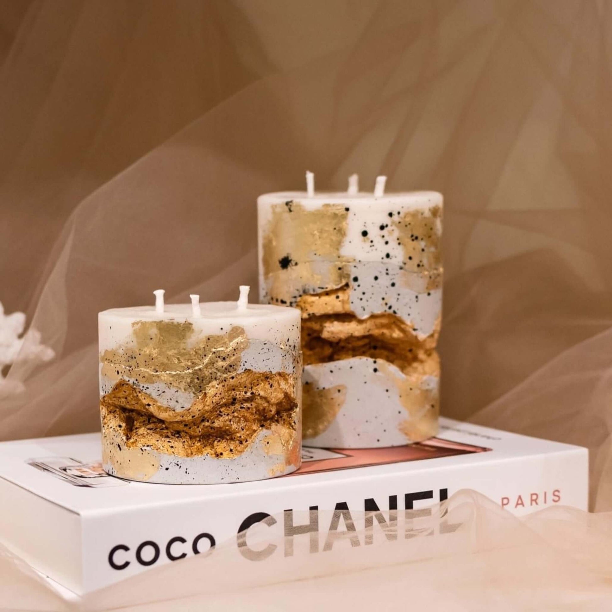 Elegant handmade candle from Golden Collection, multifunctional home accessory