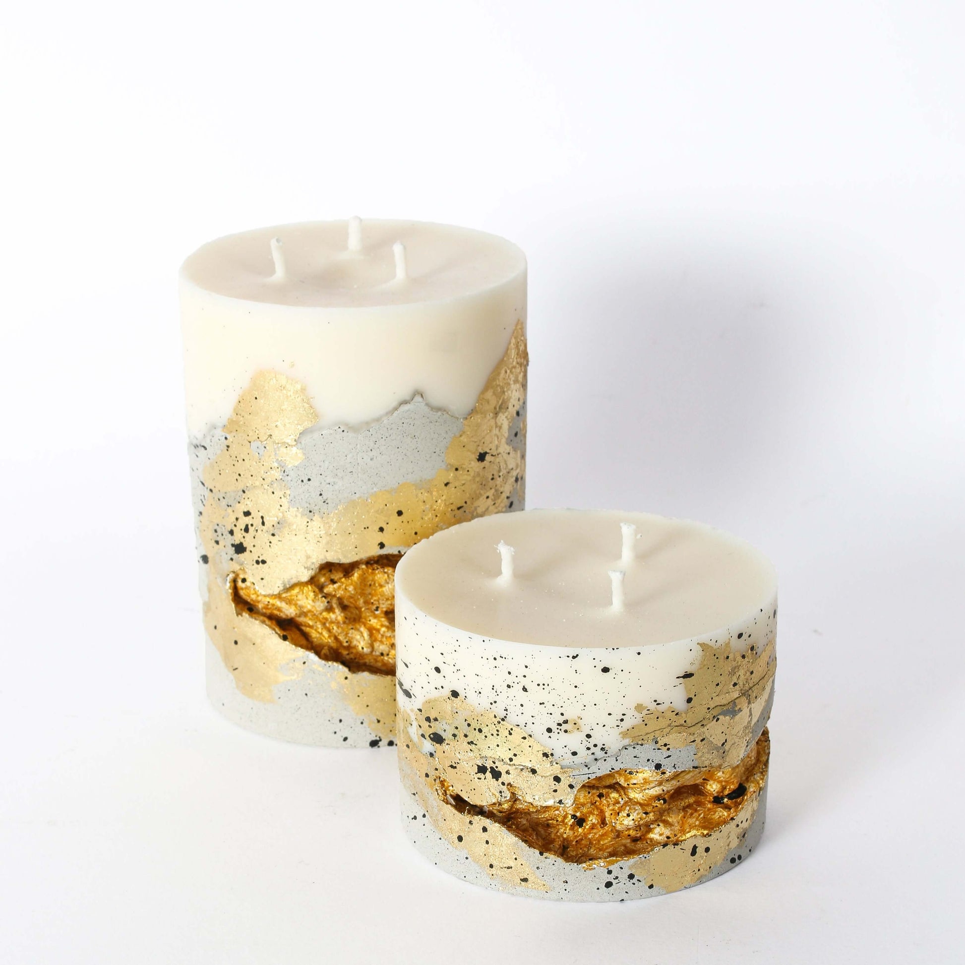 Soy wax candle with golden concrete base